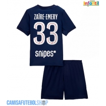 Camisa de time de futebol Paris Saint-Germain Warren Zaire-Emery #33 Replicas 1º Equipamento Infantil 2025-26 Manga Curta (+ Calças curtas)